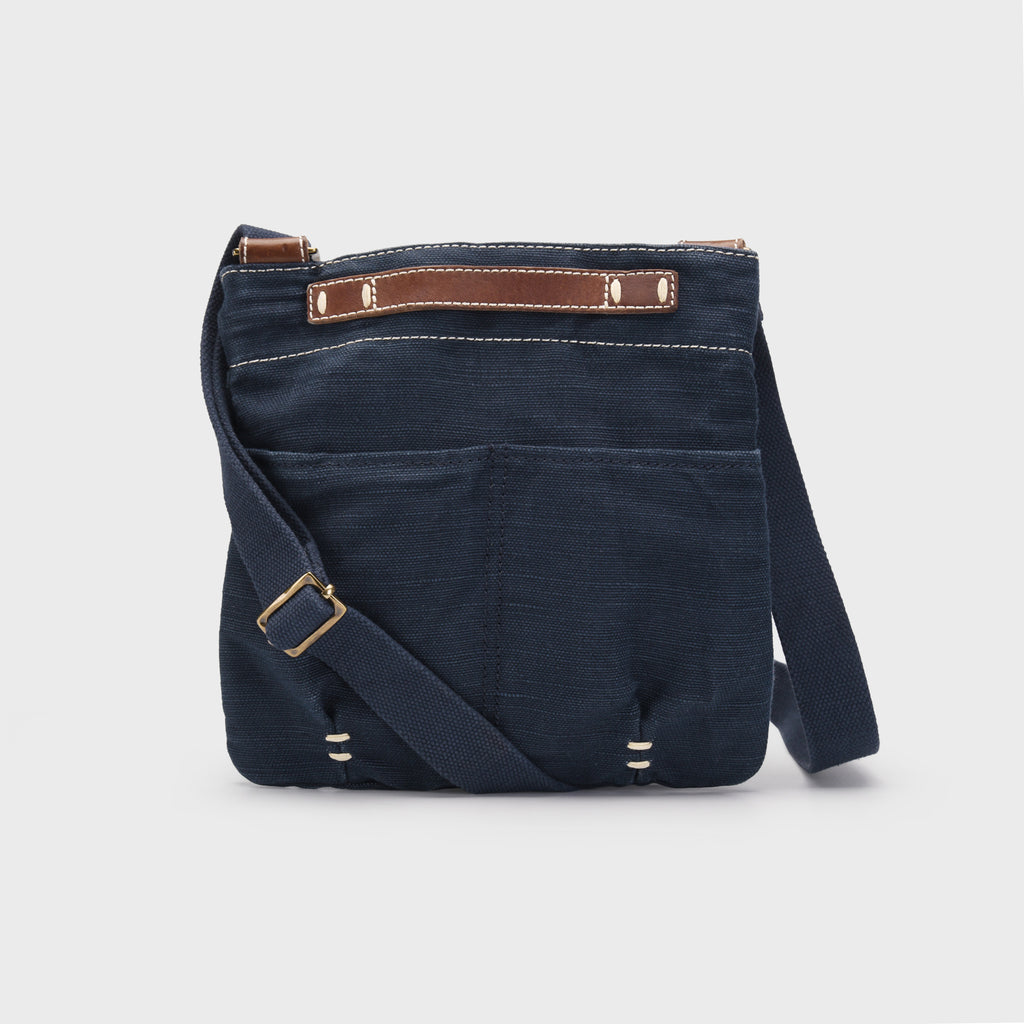 Small sling bag for men - Canvas Crossbody bag - Black/Beige - Pepro